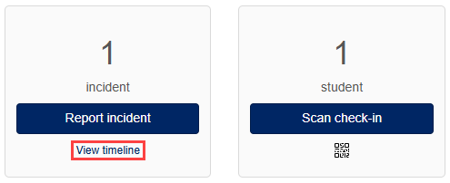 'View timeline' highlighted on the Incidents tile.
