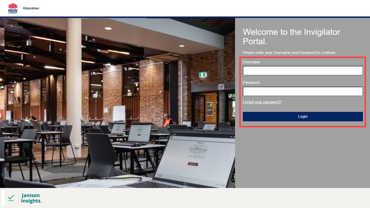 Insights login screen