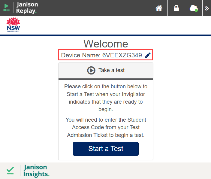 Replay dashboard with device name highlighted