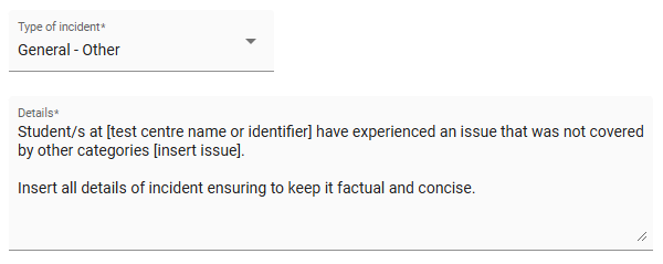 General - other option details.